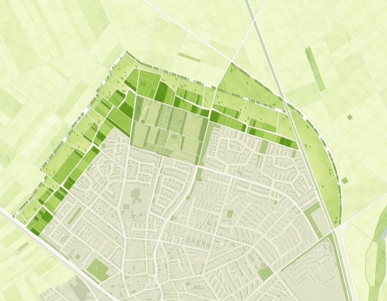Eine Karte zeigt die Fläche des Nordparks, welches vom Stadtgebiet grün hervorgehoben ist.